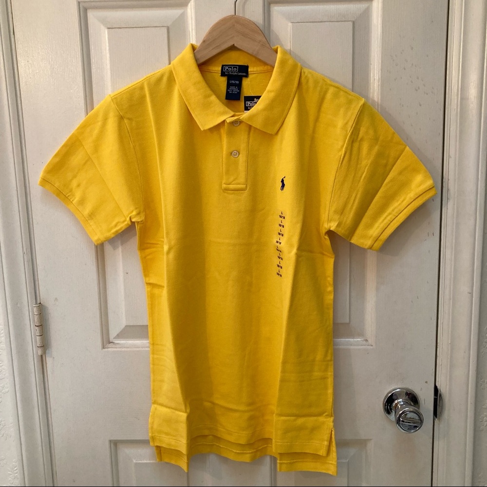 Yellow Ralph Lauren Boys Iconic Mesh Polo Shirt - L / large, NWT